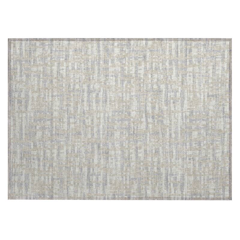 Machine Washable Indoor/ Outdoor Modern Crosshatch Chantille Rug - Beige - 1'8" x 2'6"