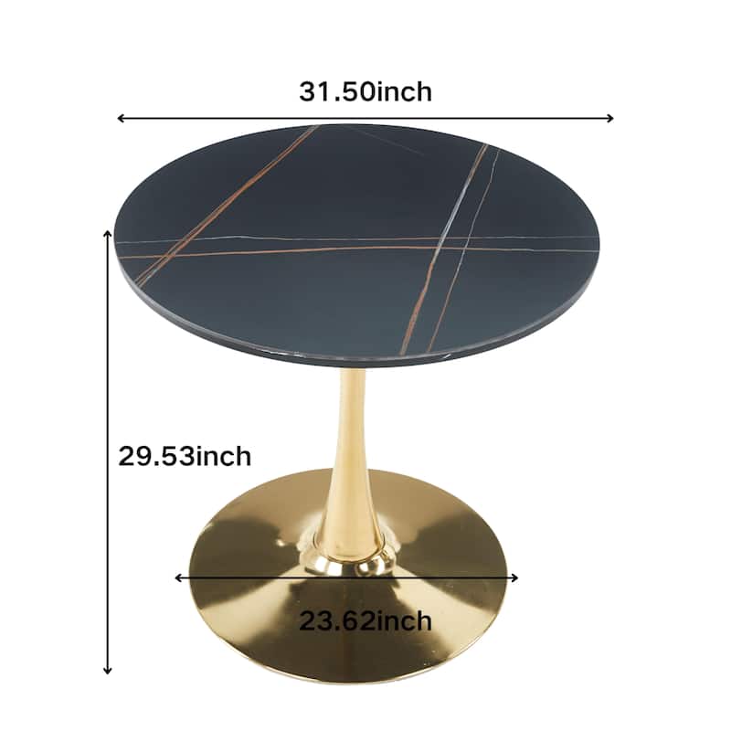 31.5"Tulip Table Mid-Century Dining Table For 2-4 People With Round MDF Table Top, Pedestal Dining Table