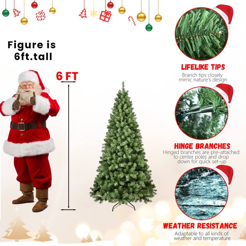 5ft Pre-Lit PVC Christmas Tree with 200 UL Lights,551 Tips, Auto-Unfold Memory Wire,Easy Assembly