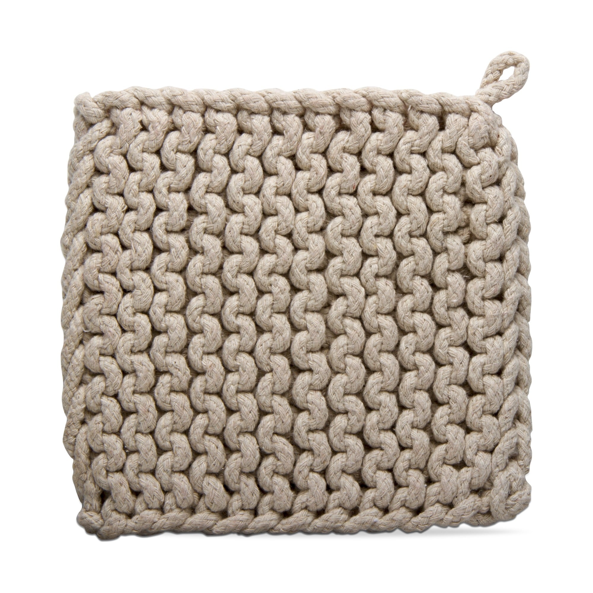 Crochet Trivet Natural For Hot Dishes Made Of Cotton With Hang Loop