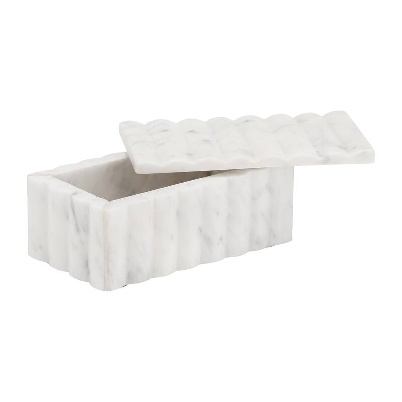 White Marble Decorative Storage Box - 7" Modern Luxury Organizer - 7" x 4" x 3"