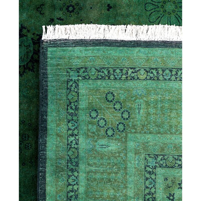 Overdyed One-of-a-Kind Hand-Knotted Area Rug - Green - 8' 2" x 14' 6"