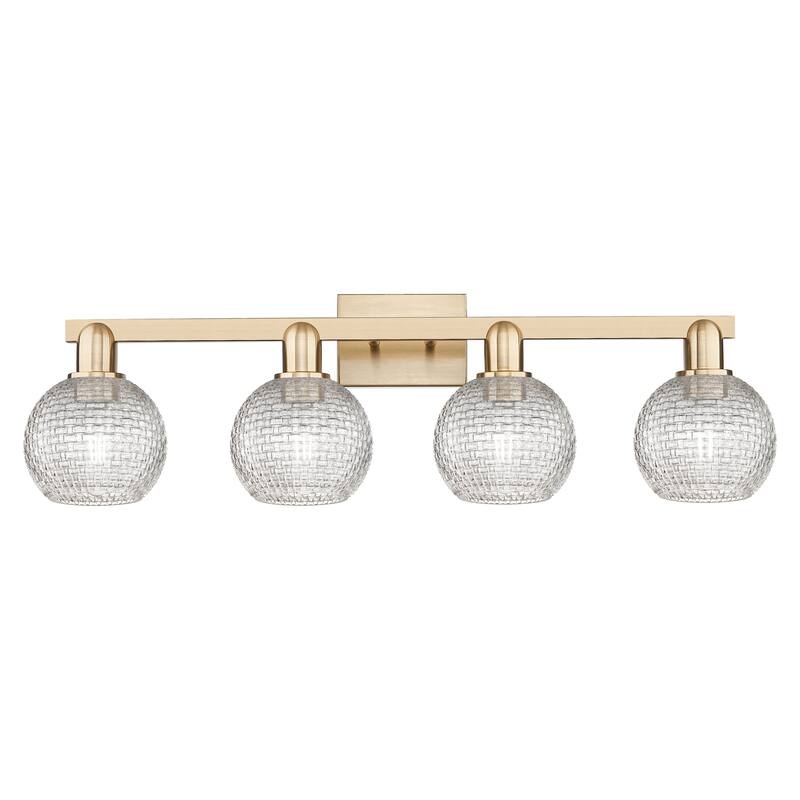 Innovations Lighting Endless Possibilities Arcadia - Athens - 4 Light 33" Basketweave Bath Vanity Light - Champagne Bronze