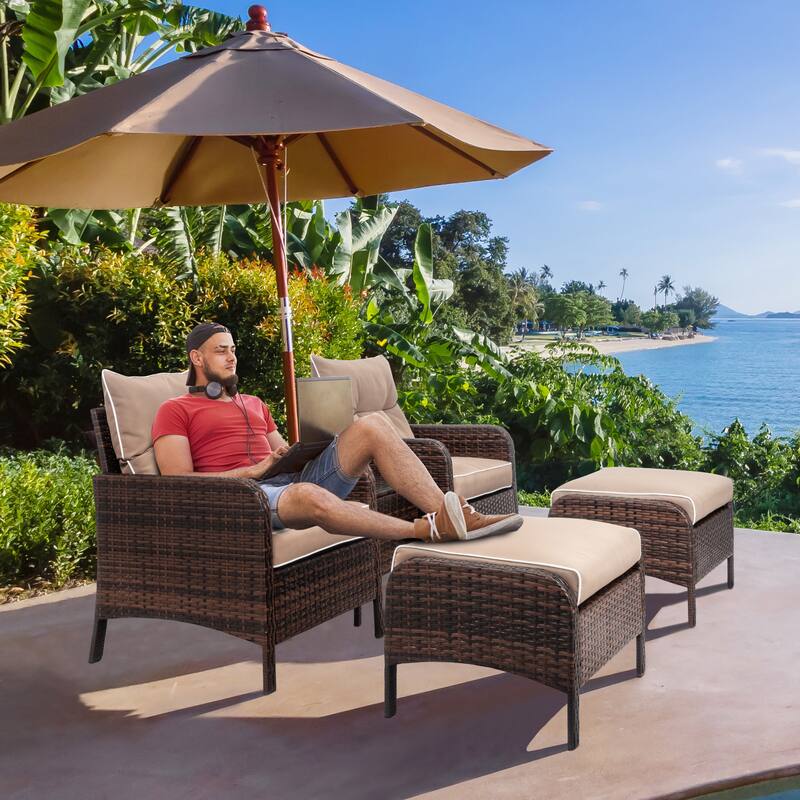 Futzca 5-pc. Brown Wicker Small Patio Furniture Set
