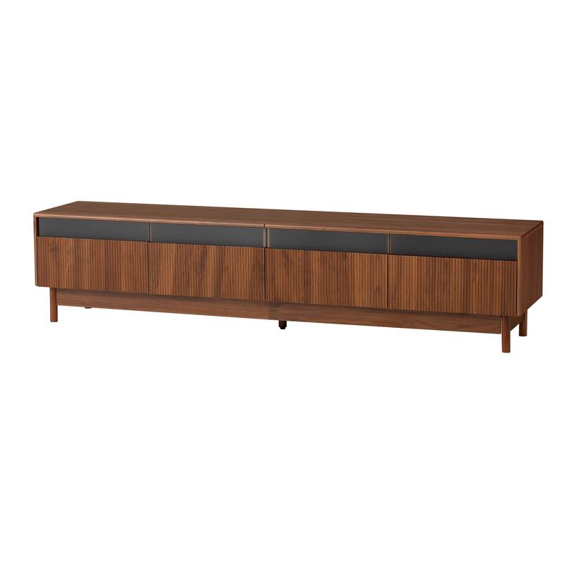 Roomfitters 78 Inch TV Stand for TVs up to 85 Inch, Walnut Media Console Table with Modern Glass Drawers