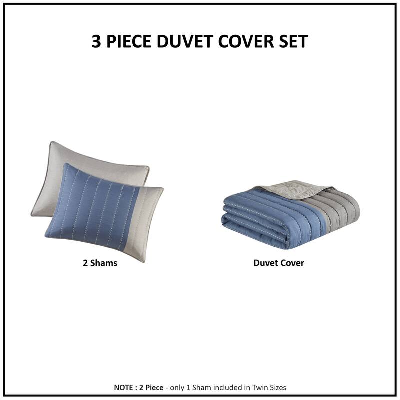Madison Park Taylor 3 Piece Printed Color Blocking Microfiber Quilt Set