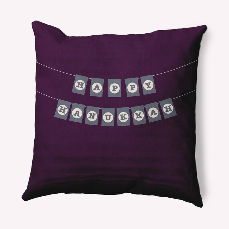 Banner Day Happy Hanukkah Indoor/Outdoor Throw Pillow