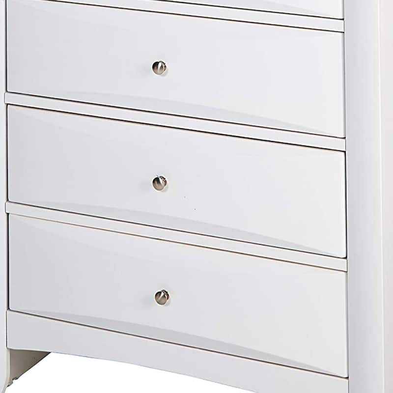 Spacious Wooden Chest with Beveled Drawer Fronts, White