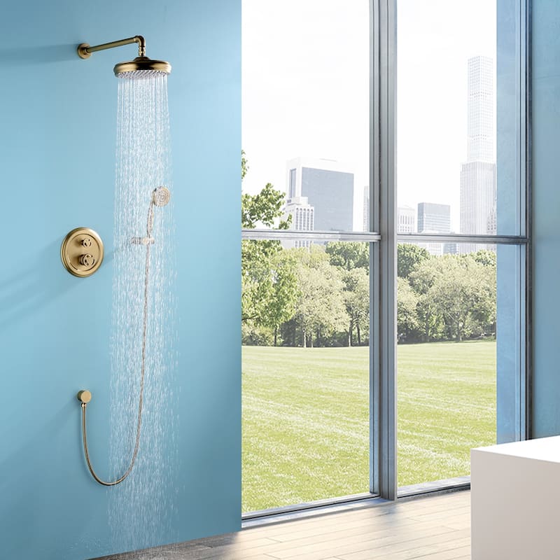 2-Handle 3-Spray Patterns Solid Brass Shower System (Valve Included)