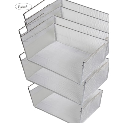 Under Shelf Basket, Mesh Stainless Steel Storage Under Cabinet Hanging Basket, Pack-6