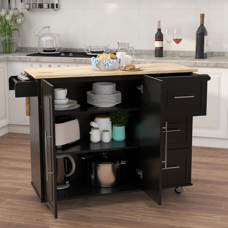 Kitchen Island with Spice Rack