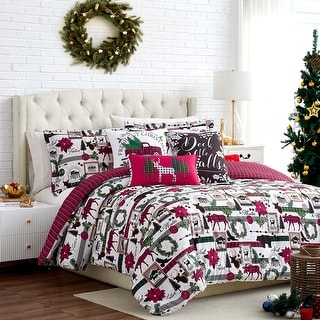 Merry Town Christmas Oversized Reversable 6-Piece Comforter Set