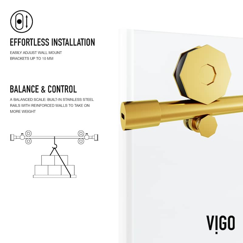 VIGO Elan Hart Frameless Sliding Shower Door