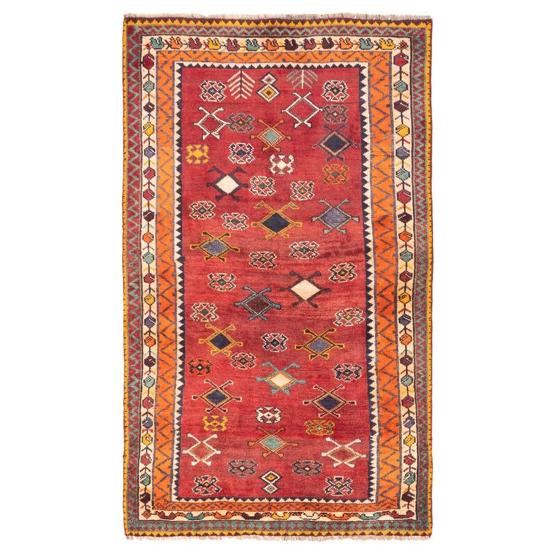 ECARPETGALLERY Hand-knotted Melis Dark Red Wool Rug - 4'0 x 7'2