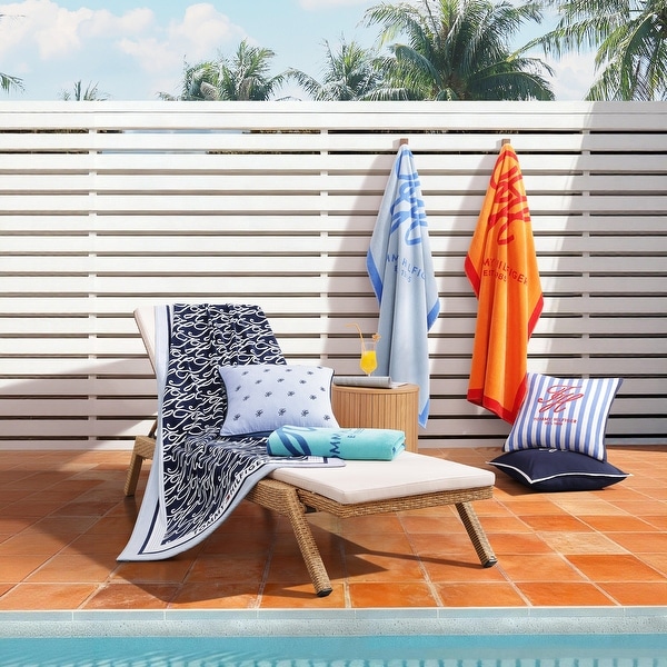 Tommy Hilfiger Printed Cotton Beach Towel - 36 x 68 - Bed Bath