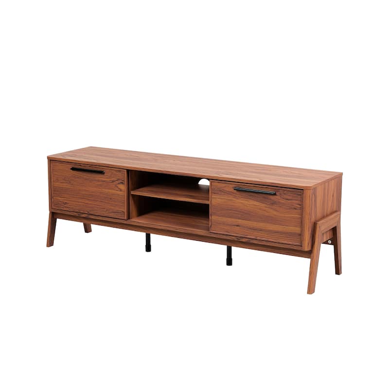 NPD Furniture Heaton 60.5 Inch Low TV Stand with Storage - Walnut