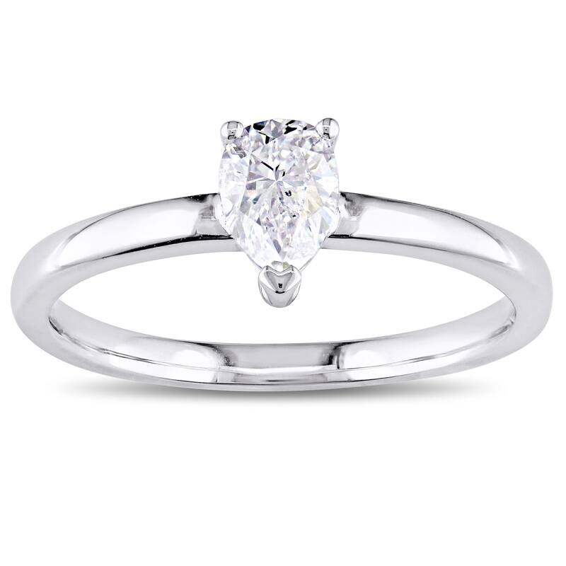 Miadora Signature Collection 14k White Gold 1/2ct TDW Pear-Cut Diamond Solitaire Engagement Ring