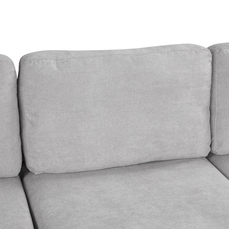 111" 3 Seater Sofa Couch, Chenille Curved Sofa Couch with 2 Printed Pillows Modern Upholstered Sofa for Living Room