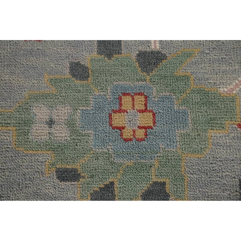Transitional Grey Oushak Oriental Large Rug Hand-Knotted Wool Carpet - 12'1" x 14'8"