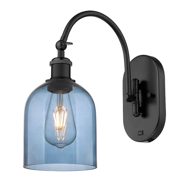 Innovations Lighting 518-1W-13-6 Bella Sconce Bella 13" Tall Wall - Matte Black / Princess Blue