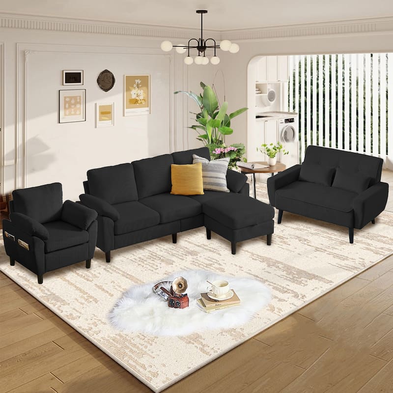 4-Piece Living Room Sectional Sofa Set with Loveseat and Chair