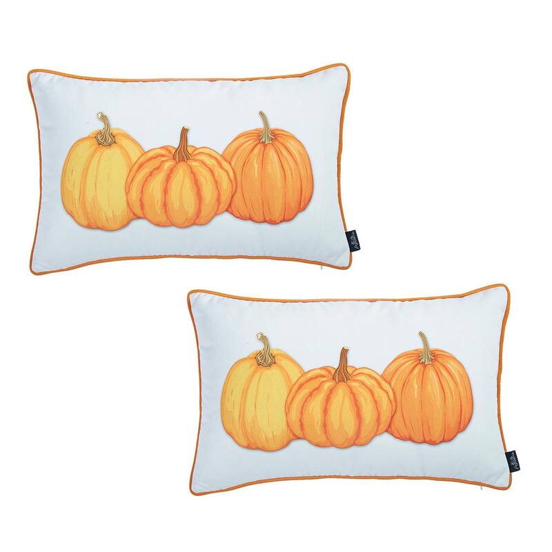 Fall Thanksgiving Decorative Throw Pillow Pumpkins Lumbar Set of 2