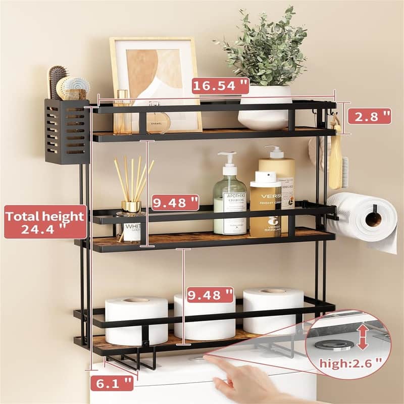 Over Toilet Bathroom Organizer - 6"D x 12.6"W x 21"H