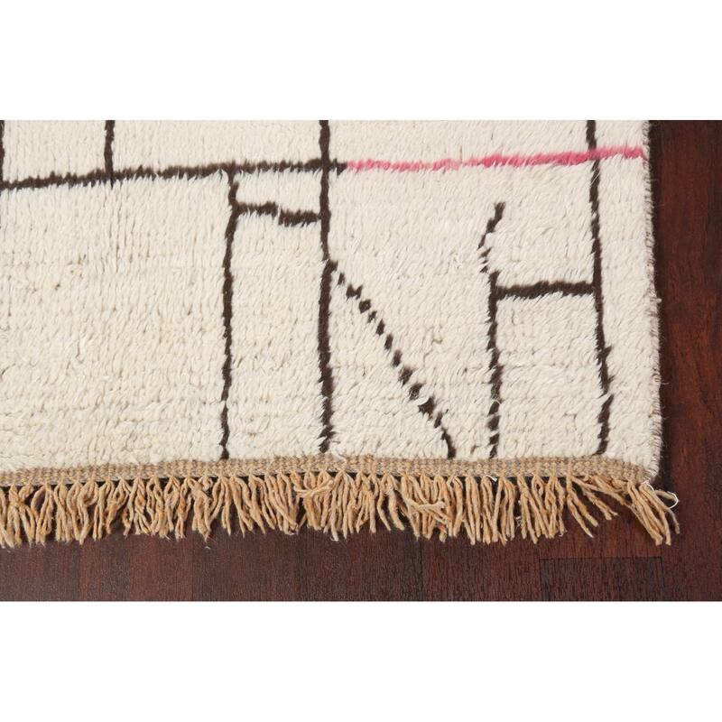 Tribal Contemporary Moroccan Wool Area Rug Hand-knotted Bedroom Carpet - 4'1" x 6'4"