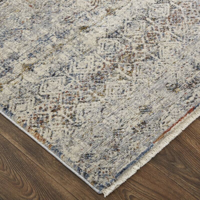 Togi Power Loomed Distressed Geometric Modern Non Skid with Fringe Area Rug By HomeRoots