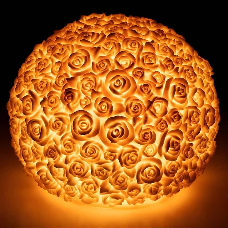 Aria Home Rose Ball Lamp Sculpted Sandstone Table Ambient Lighting - Brown
