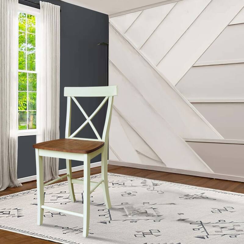 International Concepts Solid Wood X-Back Stool