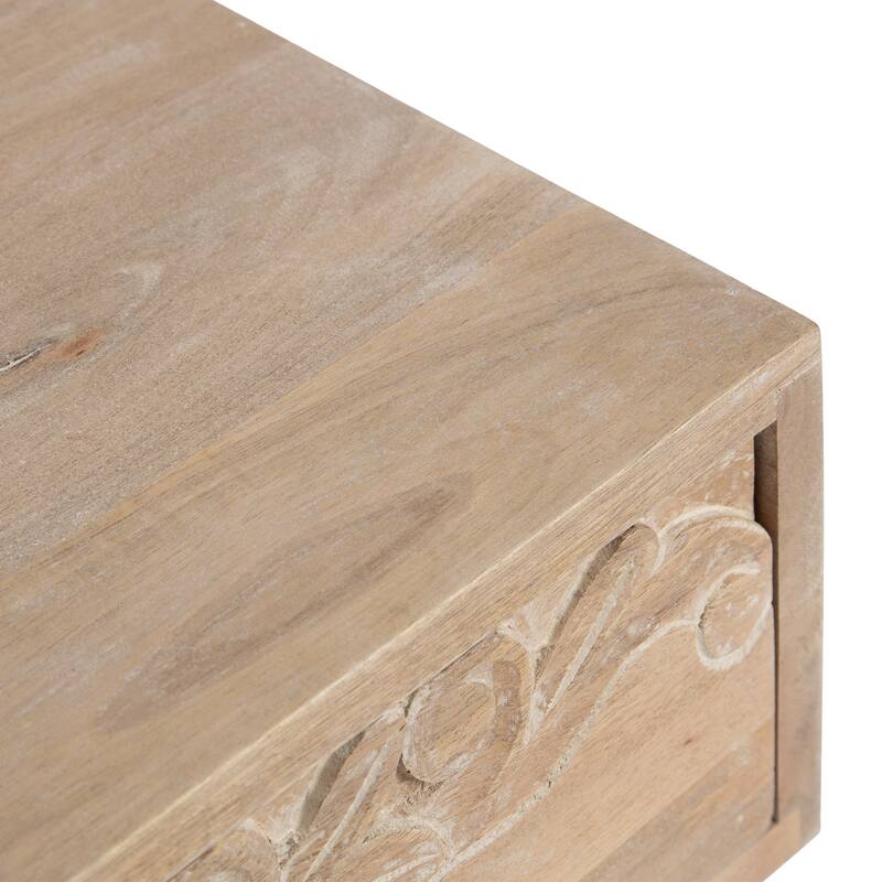 Kate and Laurel Mirza Carved Wood Floating Side Table - 18x12x6