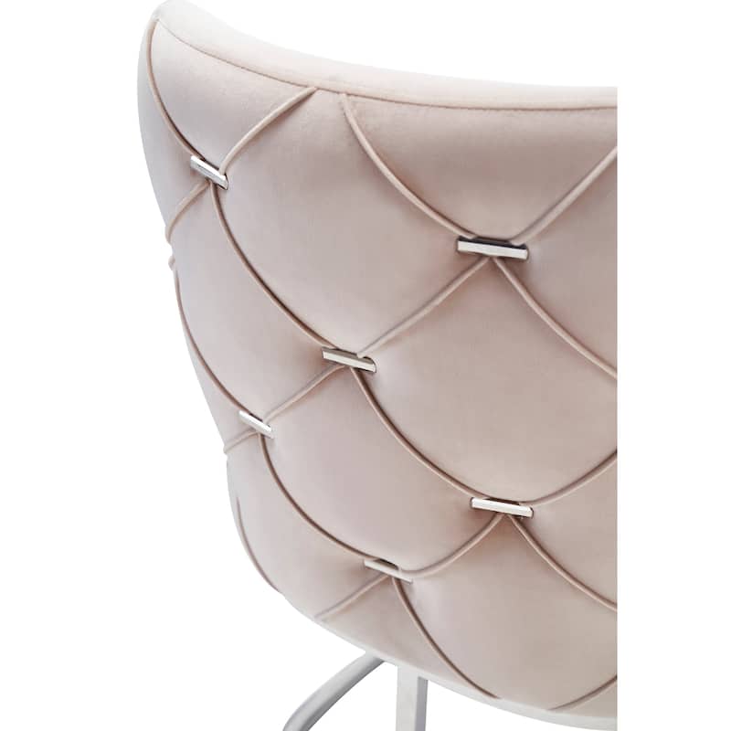 Modrest Daria Modern Beige Velvet and Stainless Steel Dining Chair Set of 2