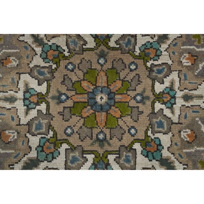 Hand Knotted Oriental 100% Wool Carpet Traditional Floral Brown Tabriz Area Rug - 9' 10'' X 6' 8''