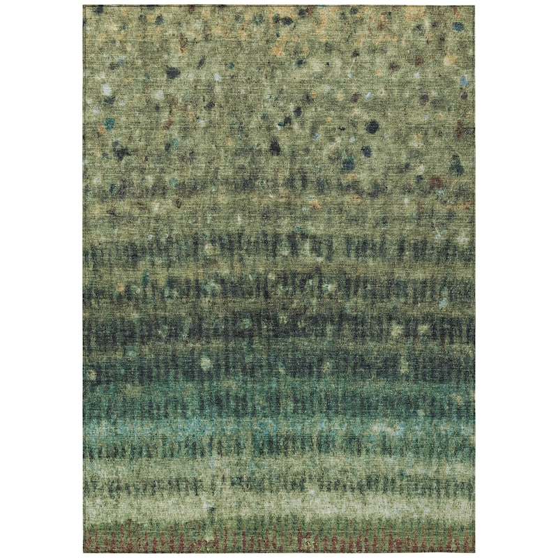 Machine Washable Indoor/ Outdoor Abstract Ombre Chantille Rug