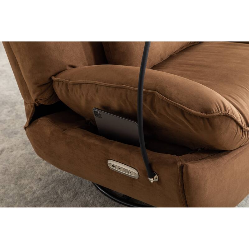 Power Recliner Swivel Chair With USB Charger