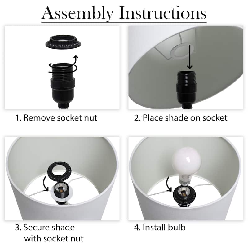 Chevron Base Table Lamp with Drum Shade - 17.25" - Black