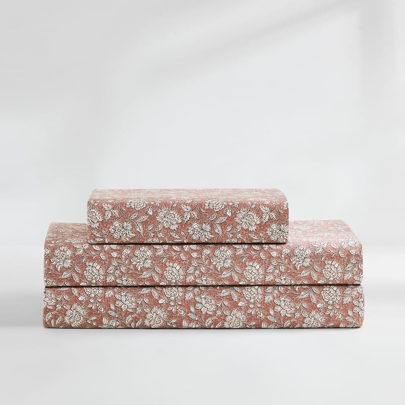 Lush Decor Zara Floral Block Cotton Sheet Set