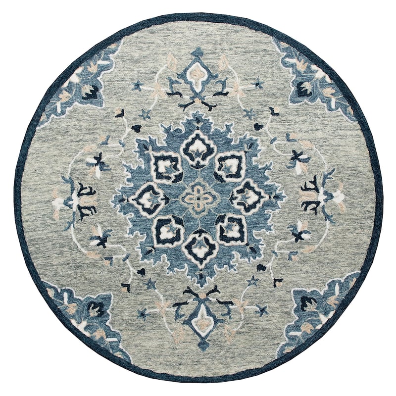 HomeRoots Medallion Contemporary Round Area Rug - 3' Round