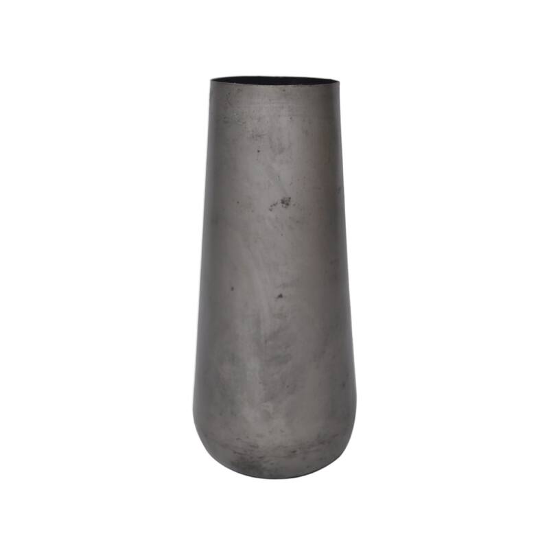 Lg. Iron Vase Ant. Silver Finish - Light Rock Silver- A - Light Rock Silver