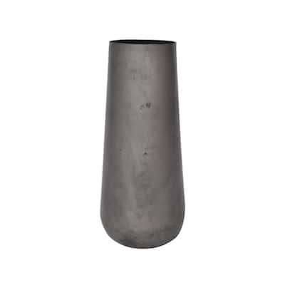 Lg. Iron Vase Ant. Silver Finish - Light Rock Silver- A - Light Rock Silver