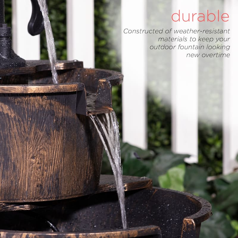 2-tier Bronze Pump and Barrel Fountain