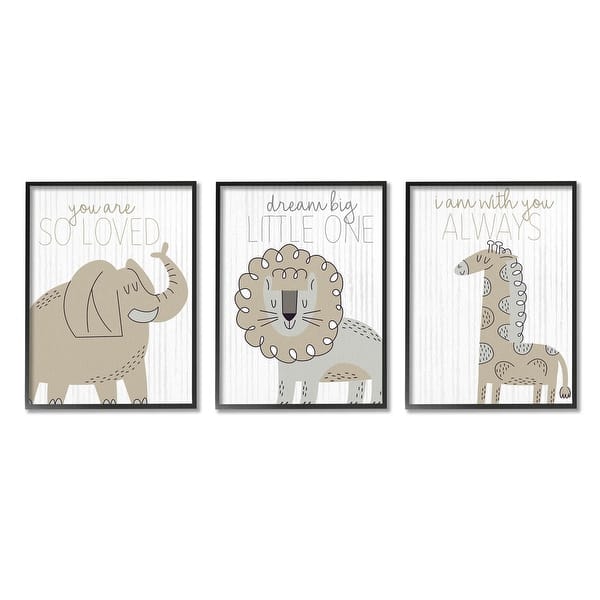 slide 2 of 31, Stupell Comforting Animal Nursery Sentiments 3 Piece Framed Giclee Art Set, Design by Kim Allen 11 x 14 - Black