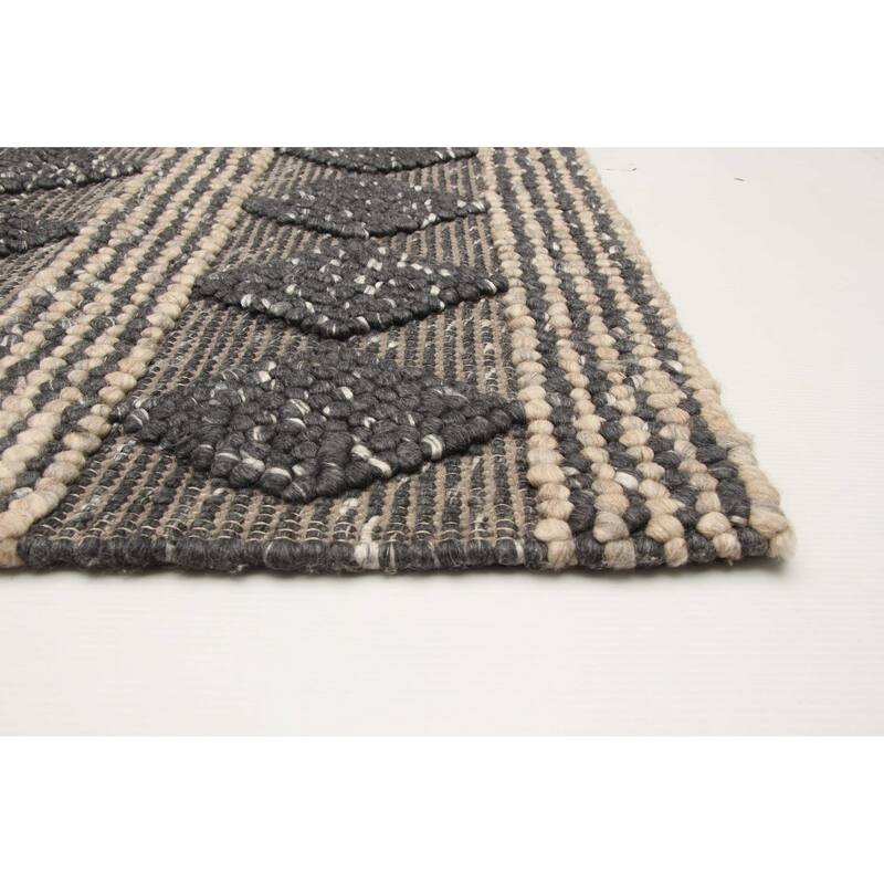 ECARPETGALLERY Braid weave Sienna Dark Grey Wool Rug - 5'0 x 6'10