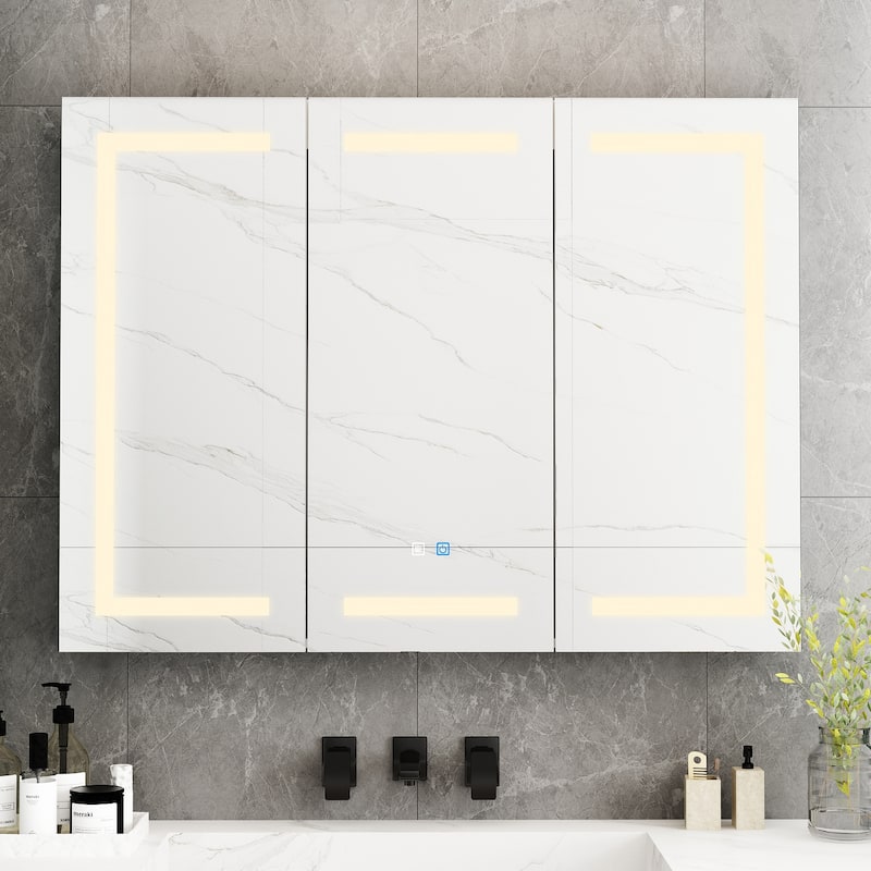 Lighted Medicine Cabinet with Mirror 35.4/47.2 Inch Bathroom Cabinet