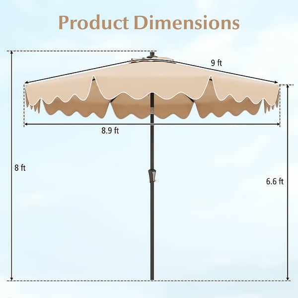 dimension image slide 0 of 2, Costway 9 FT Patio Umbrella 2-Tier Market Table Umbrella with