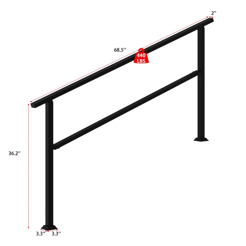 Sturdy Aluminum Stair Rail for Home, Hotel, Garden Choose from 3 Sizes