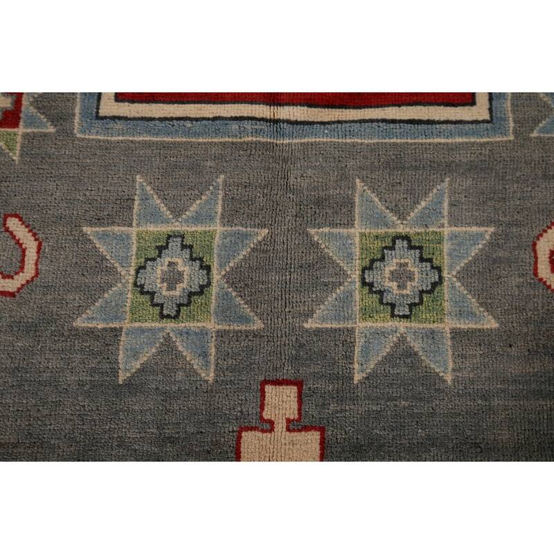 Gray Kazak Oriental Area Rug Handmade Wool Carpet - 6'6" x 10'2"