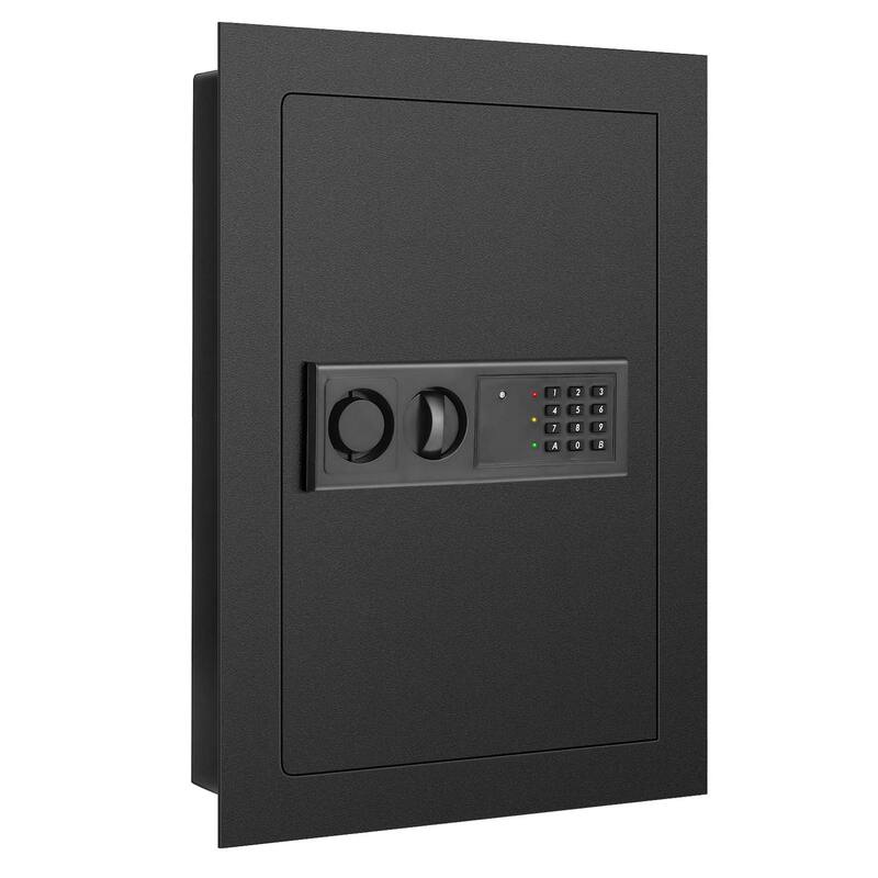 Costway 0.8CF Digital Flat Recessed Wall Safe Home Security Lock Gun - Black - overstock.com/bedbathandbeyond.com - No - Gun Safes - Under 5