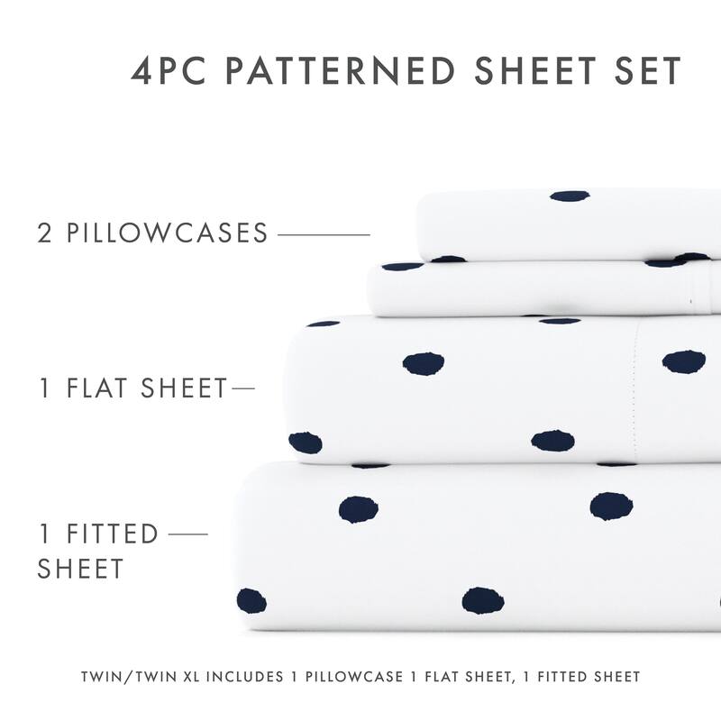 Becky Cameron Dots Pattern 4 Piece Deep Pocket Bed Sheets Set